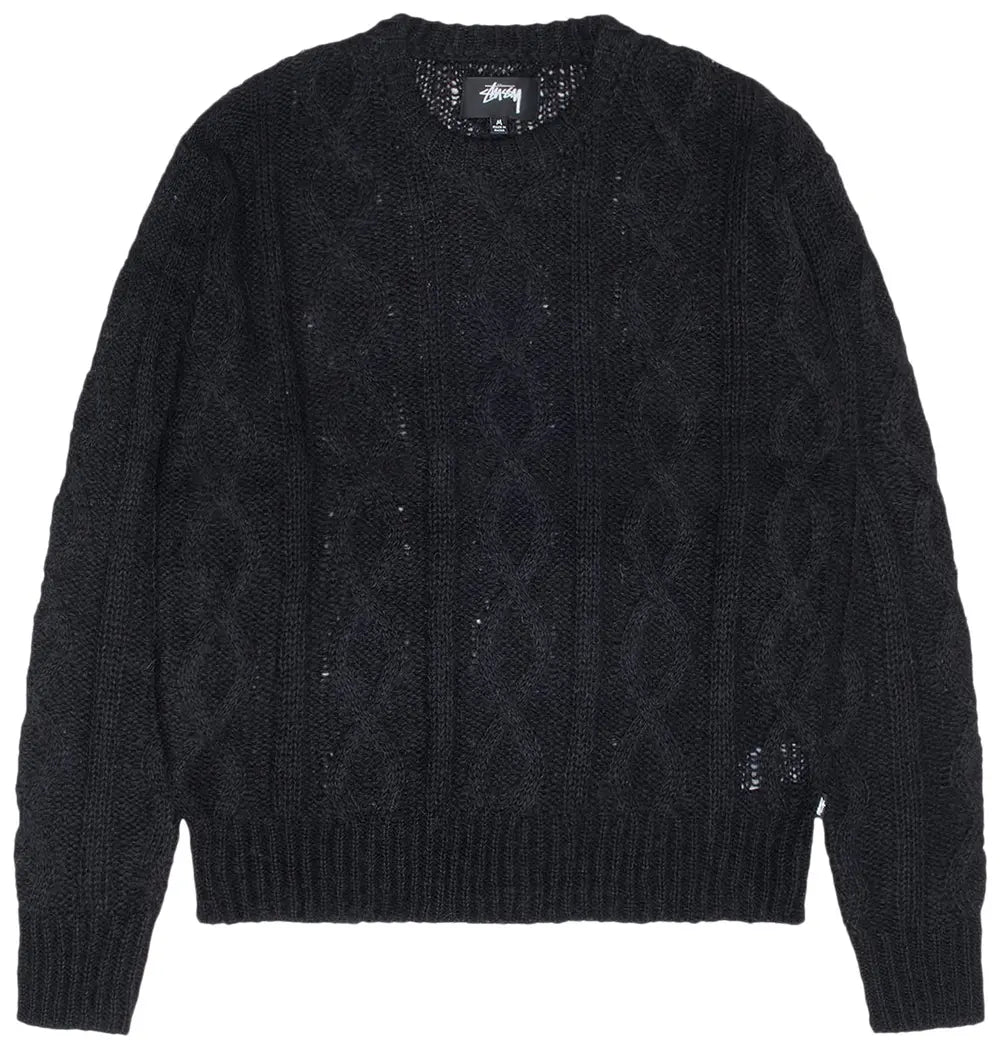 トップス STUSSY cable knit polo black Stussy Cable Mesh SS Polo - Black - 117089-0001 | OUTBACK Sylt
