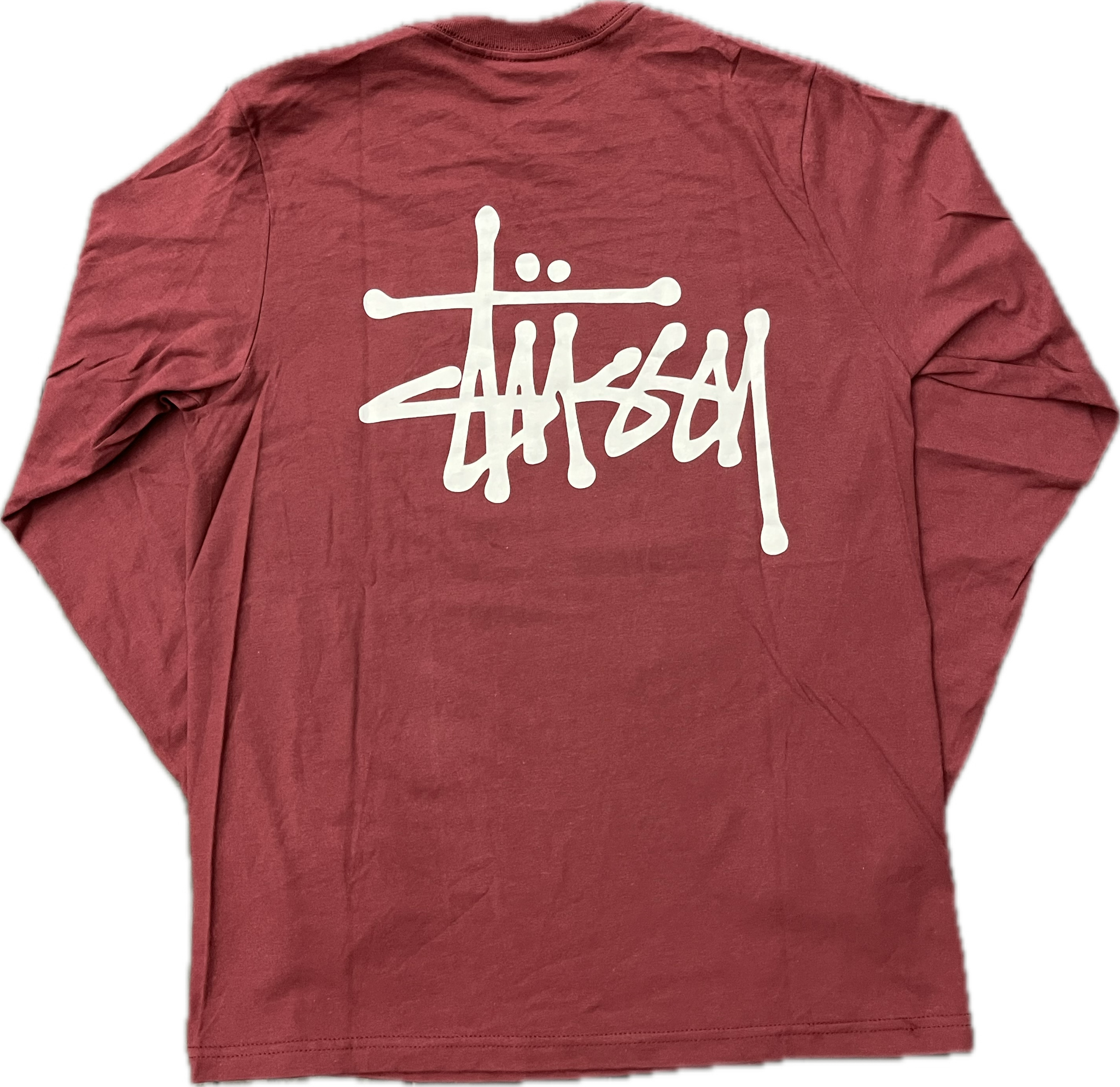 Stussy Basic Logo L/S Tee (Burgundy) – RIF LA