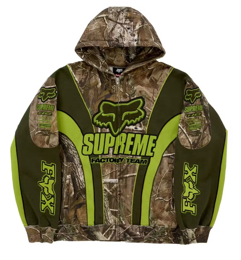 Supreme Fox Racing Zip Up Hooded Sweatshirt Realtree Hardwoods