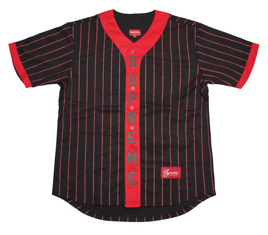 Supreme Vertical Logo Baseball Jersey Black/Red – RIF LA