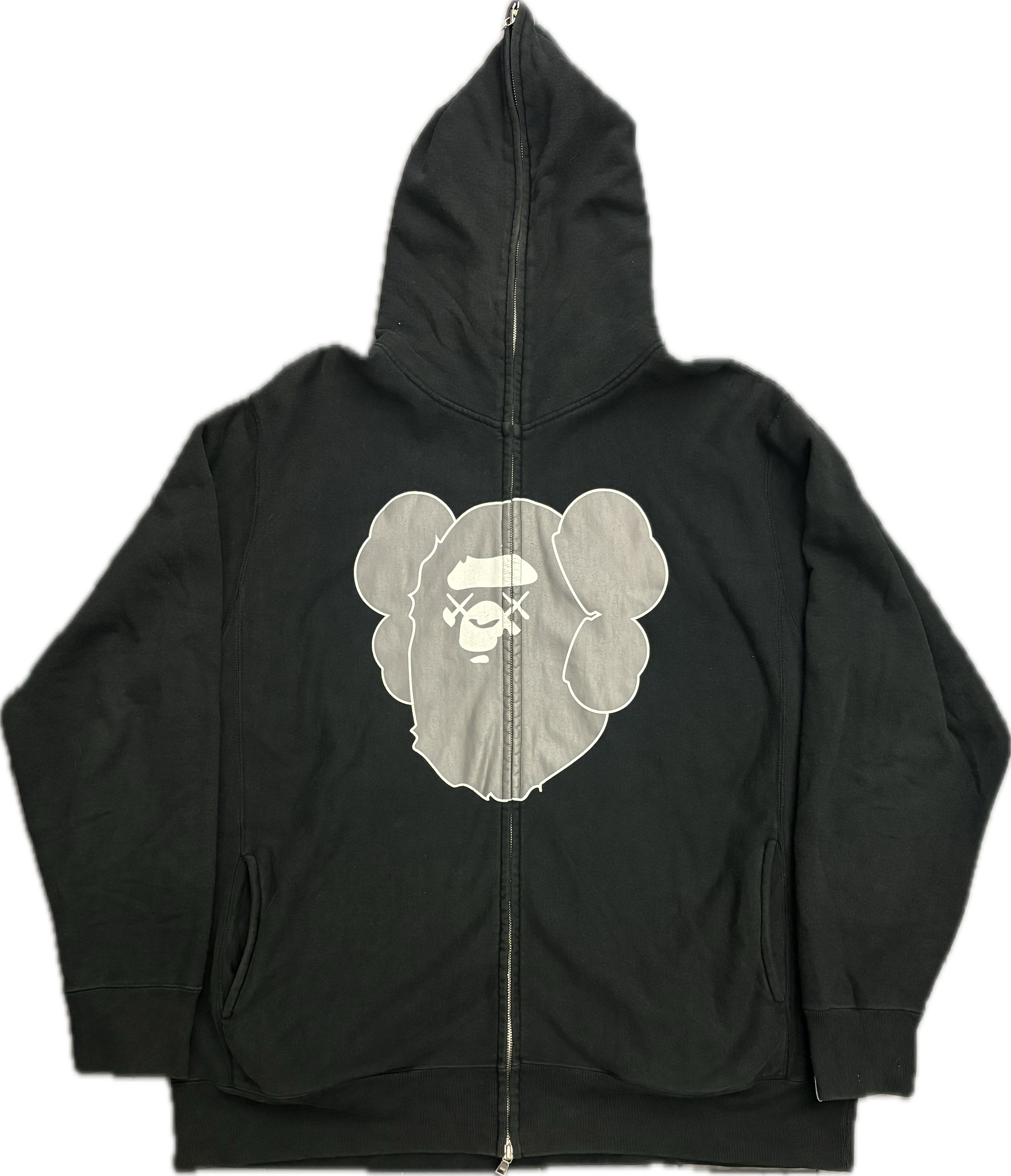 BAPE KAWS Big Ape Head Full Zip Up Hoodie Black (WORN) – RIF LA