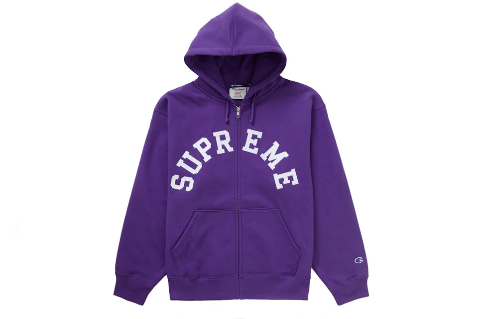 Supreme Champion Zip Up Hooded Sweatshirt Purple (WORN) – RIF LA Supreme Champion Zip Up Hooded Sweatshirt Purple (WORN) – RIF LA