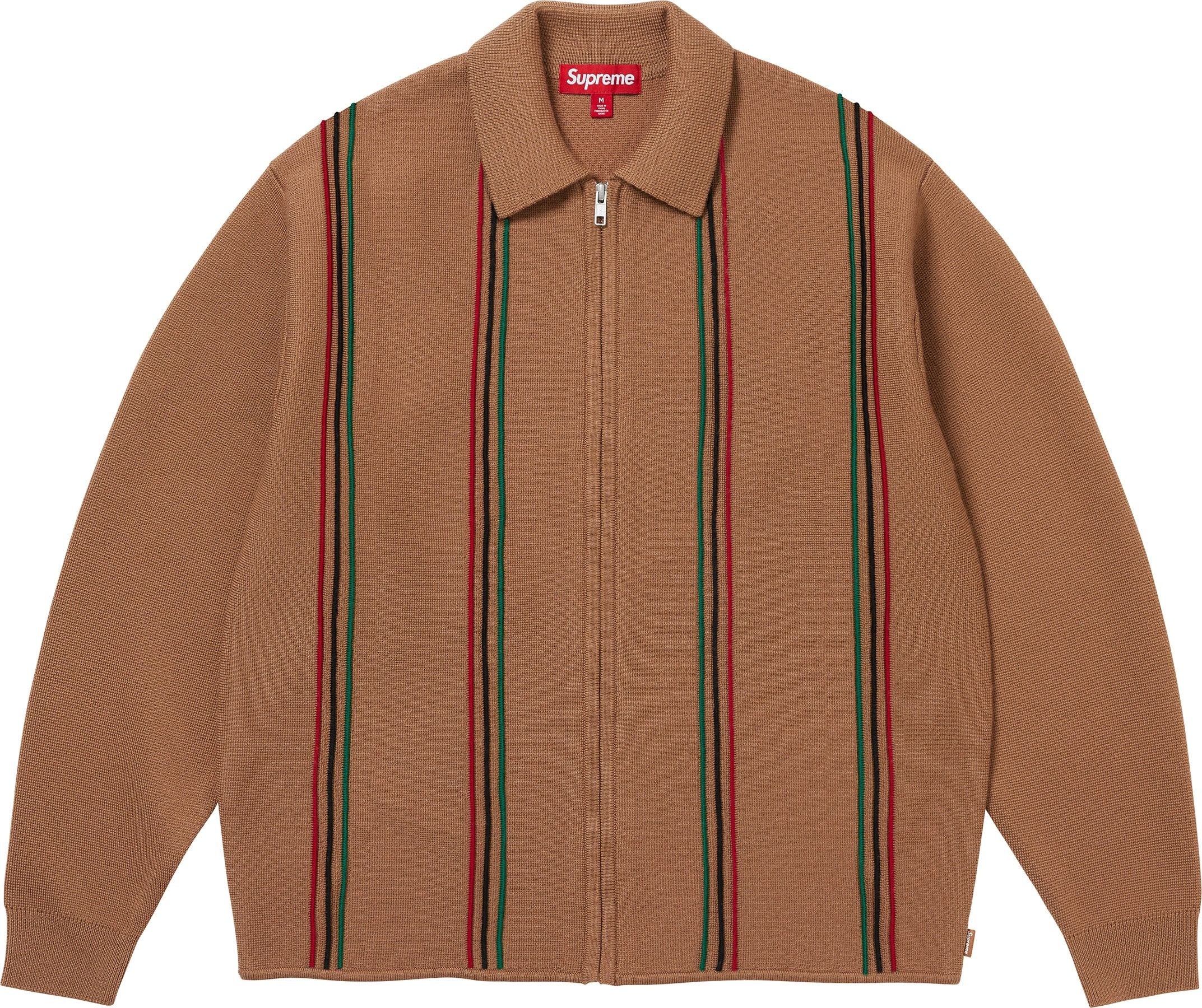 Supreme Stripe Zip Up Polo Sweater Tan (WORN) – RIF LA