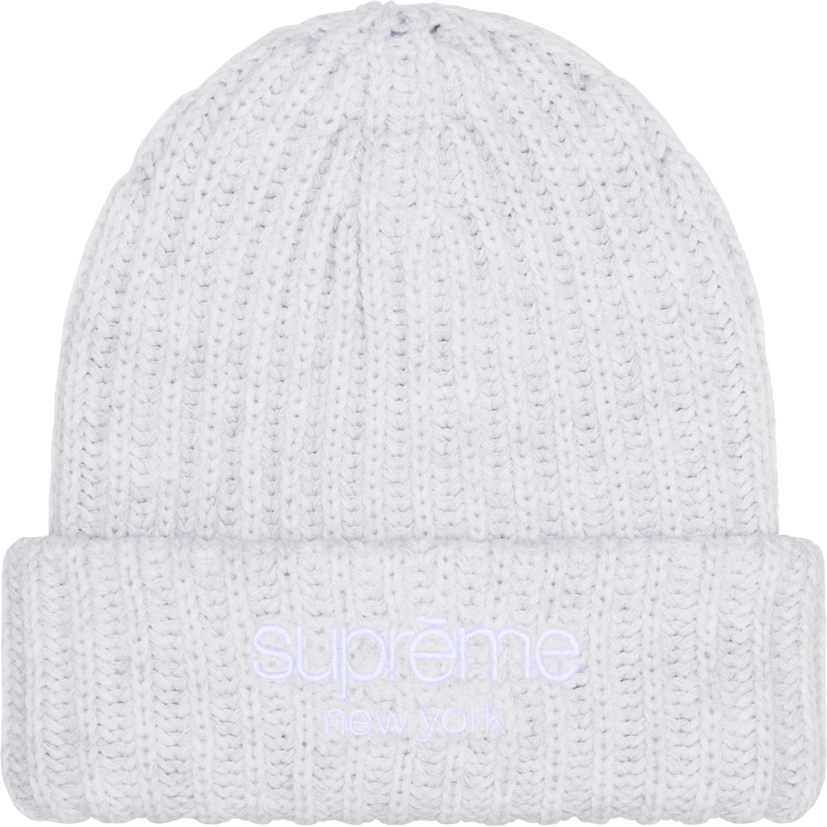 Supreme Chunky Rib Logo Beanie Ash Grey – RIF LA