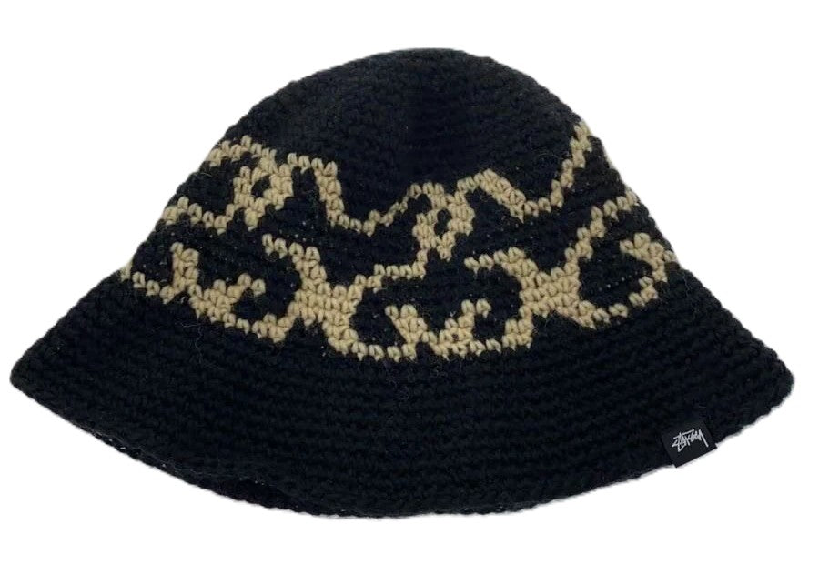 Stussy Waves Knit Bucket Hat ステューシー ニット Stussy Waves Knit Bucket Hat Black/Tan (WORN) – RIF LA