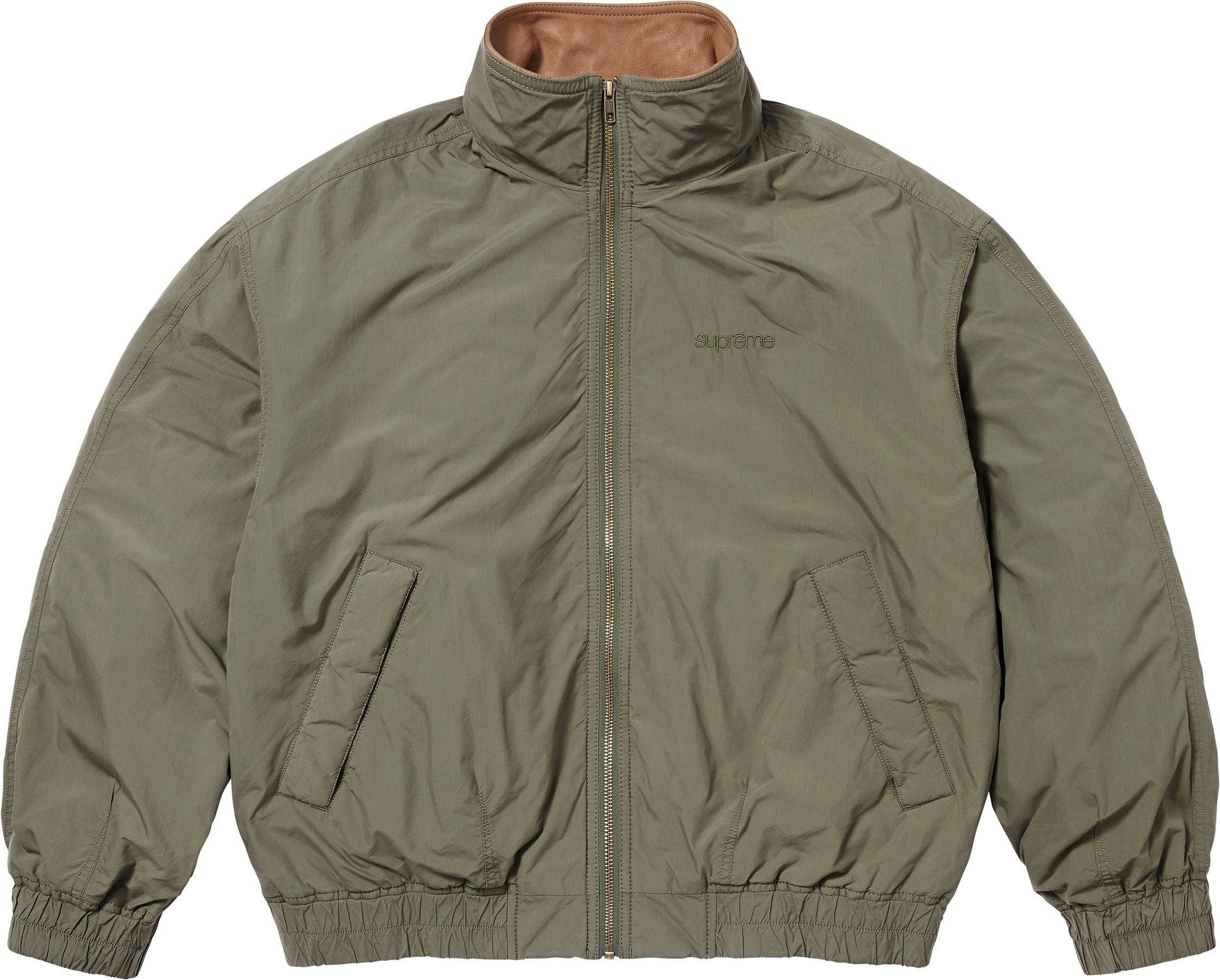 Supreme Leather Collar Utility Jacket Olive – RIF LA