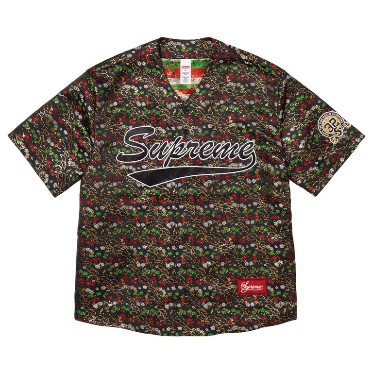 Supreme Floral Jacquard Baseball Jersey (Black) – RIF LA