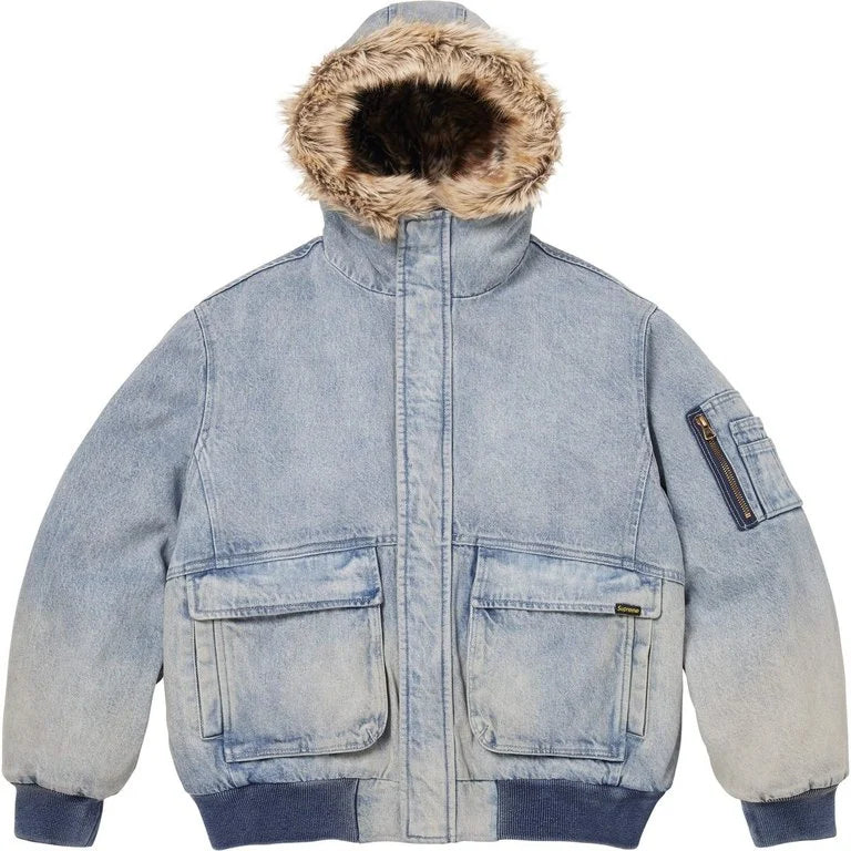 Supreme Reversible Faux Fur Hooded Work Jacket Denim – RIF LA