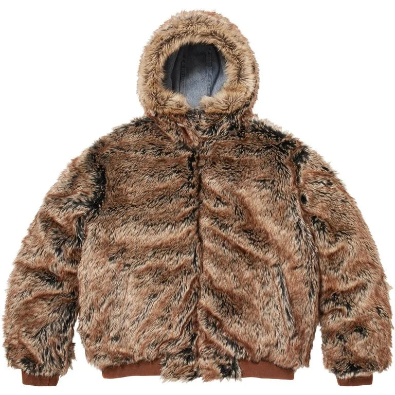 Supreme Reversible Faux Fur Hooded Work Jacket Denim – RIF LA