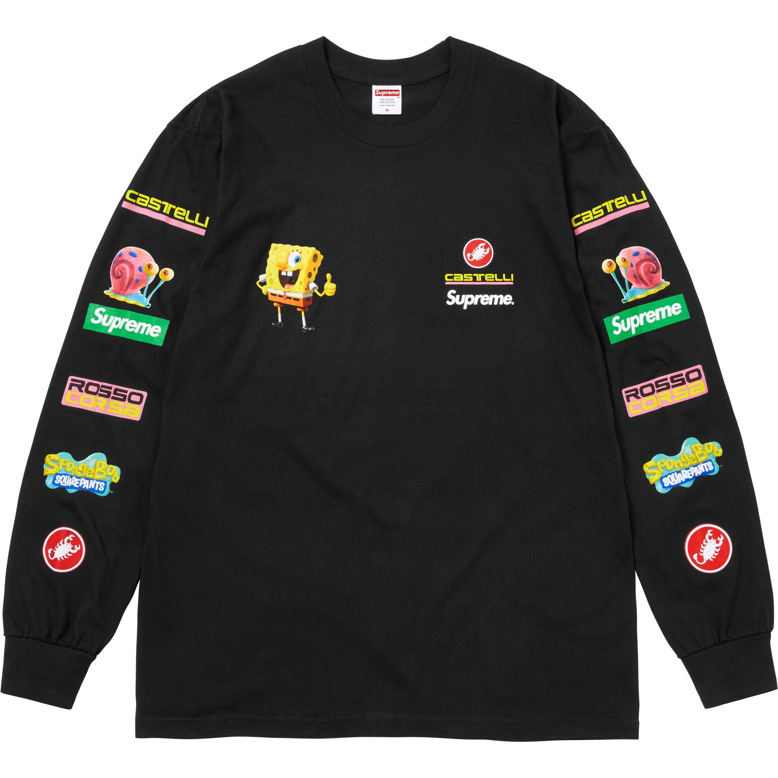 Supreme x SpongeBob Castelli L/S Tee 黒 L Supreme SpongeBob SquarePants/Castelli Racing L/S Tee Black – RIF LA