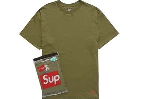 Supreme Hanes Tagless Tees (2 Pack) Olive – RIF LA Supreme Hanes Tagless Tees (2 Pack) Olive – RIF LA