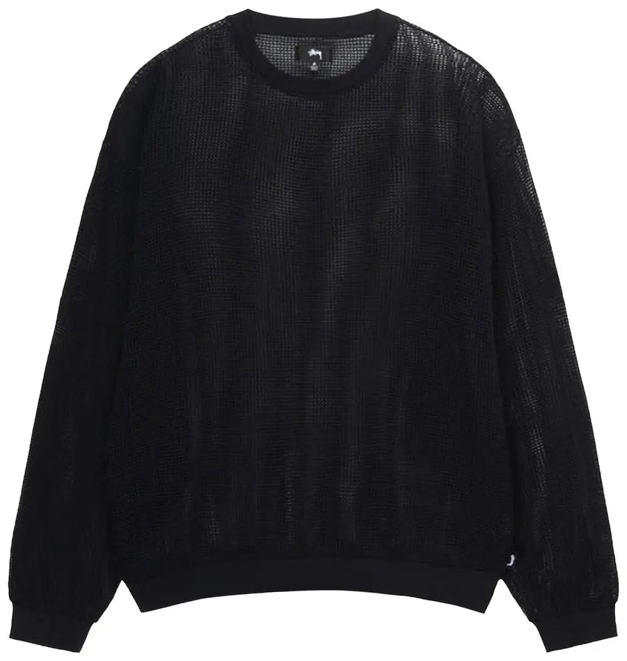 Stussy Cotton Mesh L/S Crew Top Black (WORN)