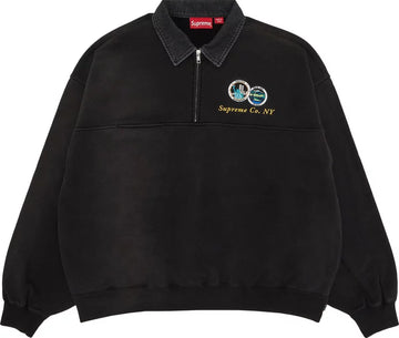 Supreme Denim Collar Half Zip Sweatshirt Black