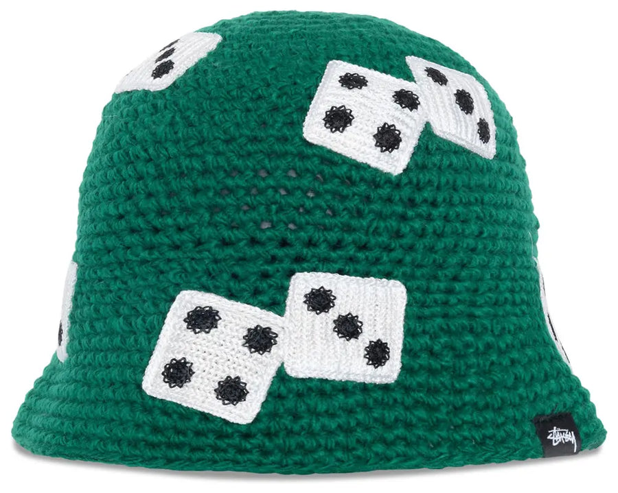 Stussy Dice Knit Bucket Hat Green