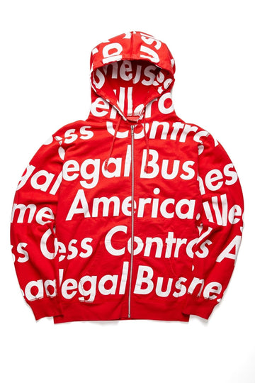 Supreme Illegal Business Zip Up Hoodie Red