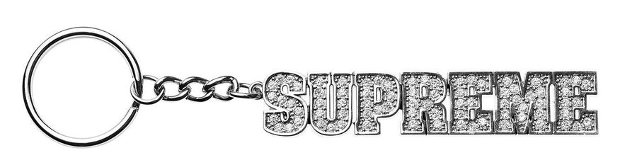 Supreme Block Logo Keychain Silver