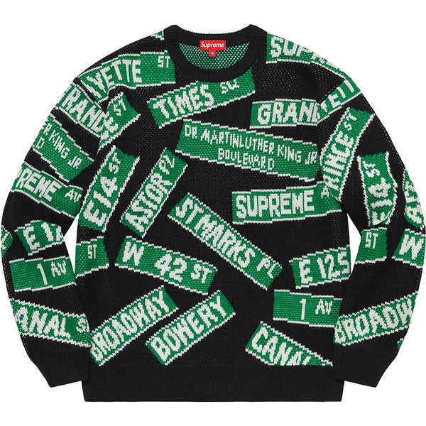 Supreme Street Signs Sweater Black (WORN) – RIF LA