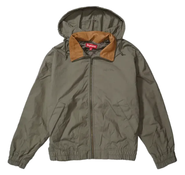 Supreme Leather Collar Utility Jacket Olive – RIF LA Supreme Leather Collar Utility Jacket Olive – RIF LA