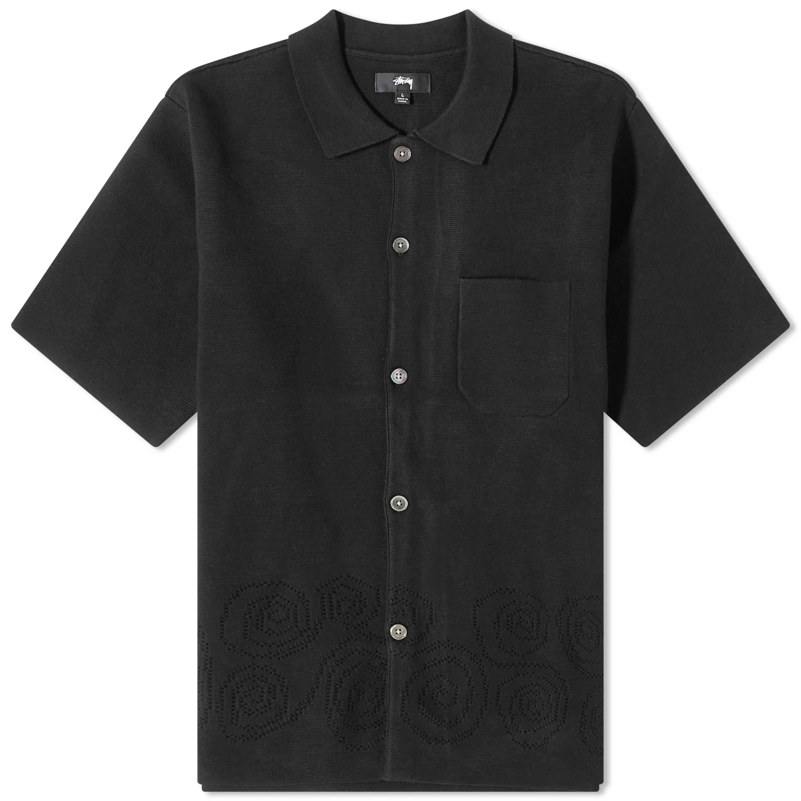 トップス stussy Perforated Swirl Knit Shirt Stussy Perforated Swirl Knit S/S Shirt Black – RIF LA