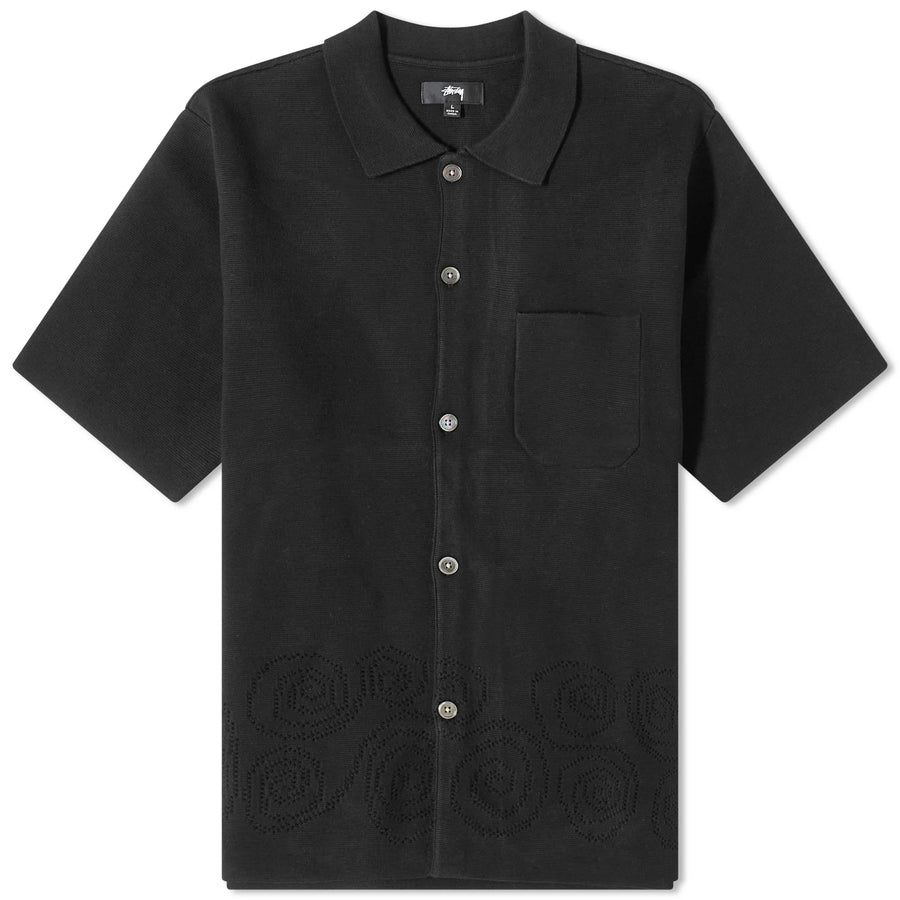 トップス stussy Perforated Swirl Knit Shirt Stussy Perforated Swirl Knit S/S Shirt Black – RIF LA