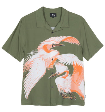 Stussy Big Crane Camp Collar Shirt Green