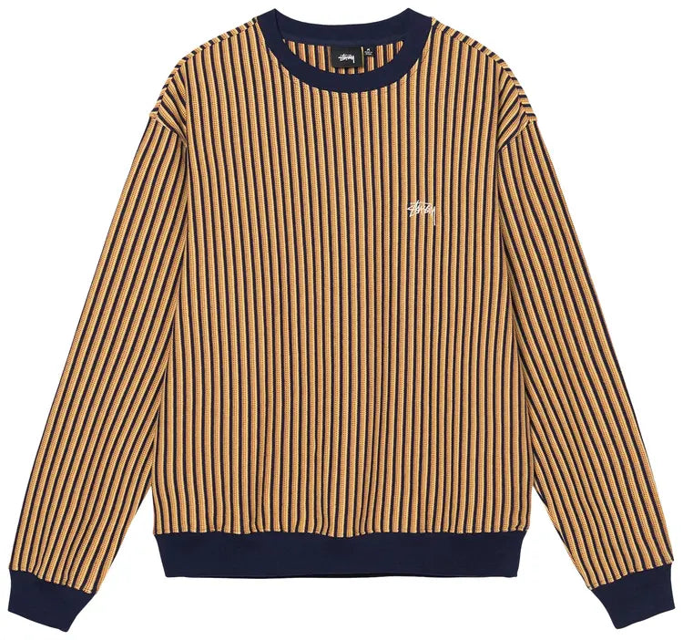 Stussy Vertical Striped L/S Crewneck Navy