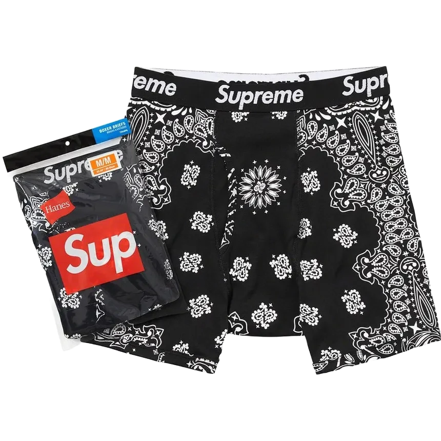 Supreme Hanes Bandana Boxer Briefs Black (2 Pack)