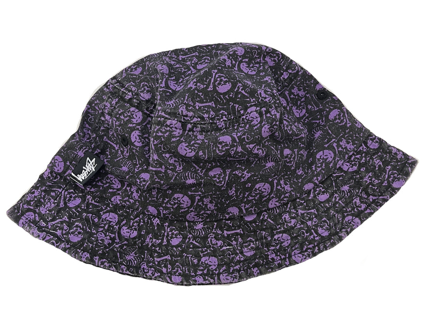 Stussy Bones Pattern Bucket Hat Purple (WORN)