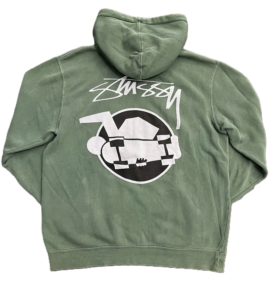 Stussy Pigment Dyed Skateman Hoodie Pine (WORN)