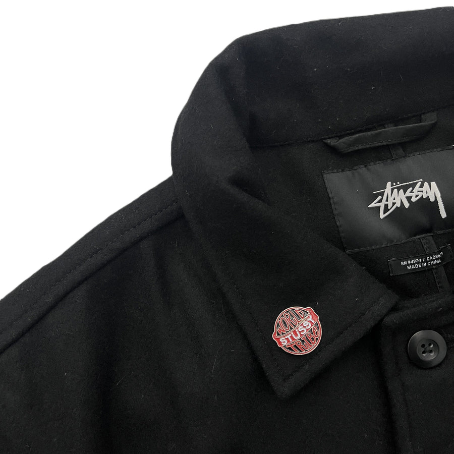Stussy Wool Trench Coat Black (WORN)