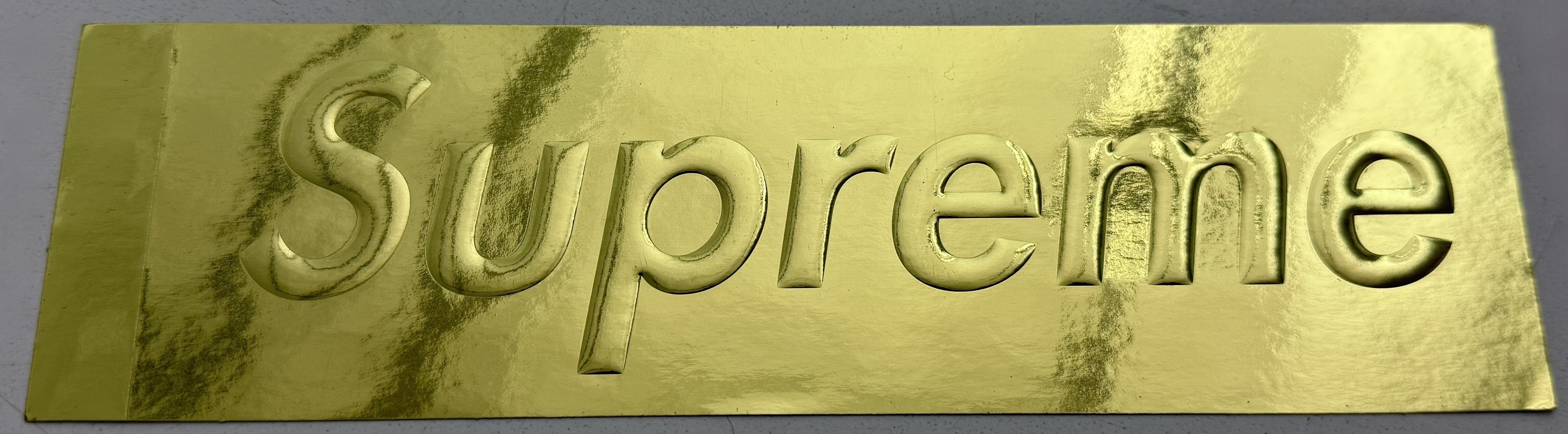 Supreme Embossed Metallic Gold Box Logo Sticker – RIF LA