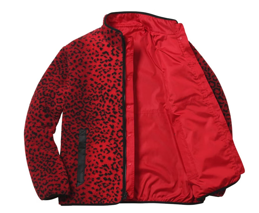 Supreme Leopard Fleece Reversible Jacket Red