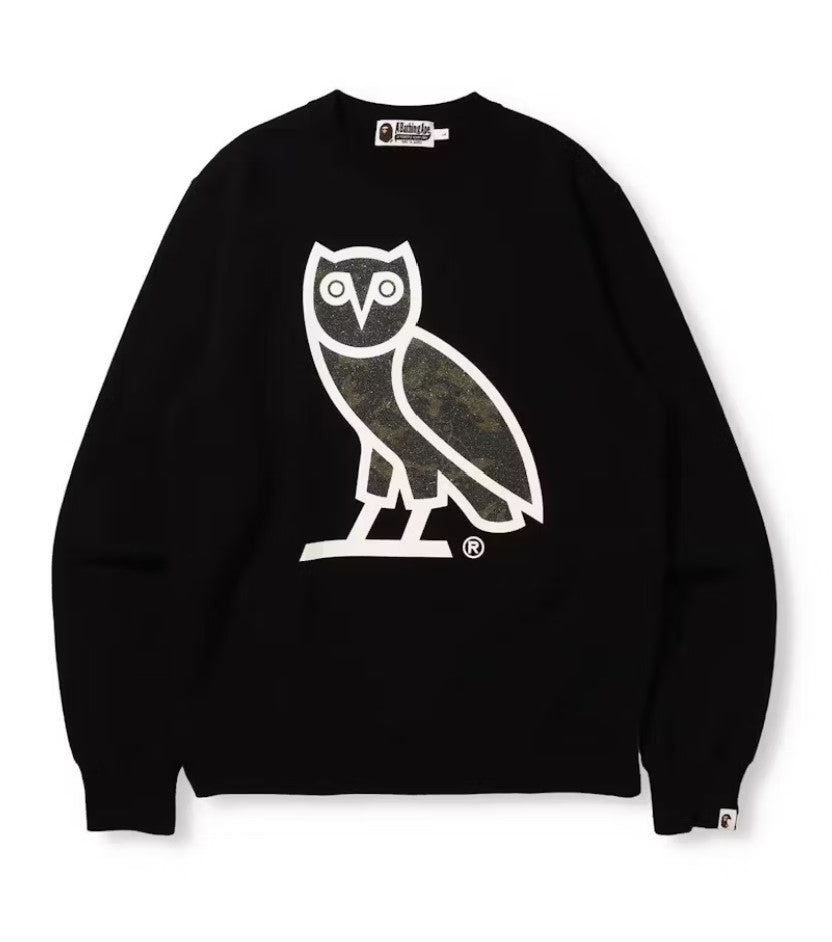 BAPE x OVO Glass Beads Woodland Camo Crewneck Black