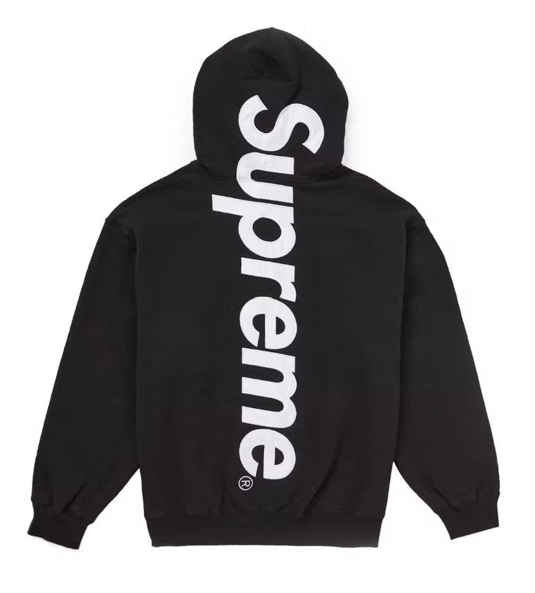 Supreme Satin Applique Hooded Sweatshirt Black