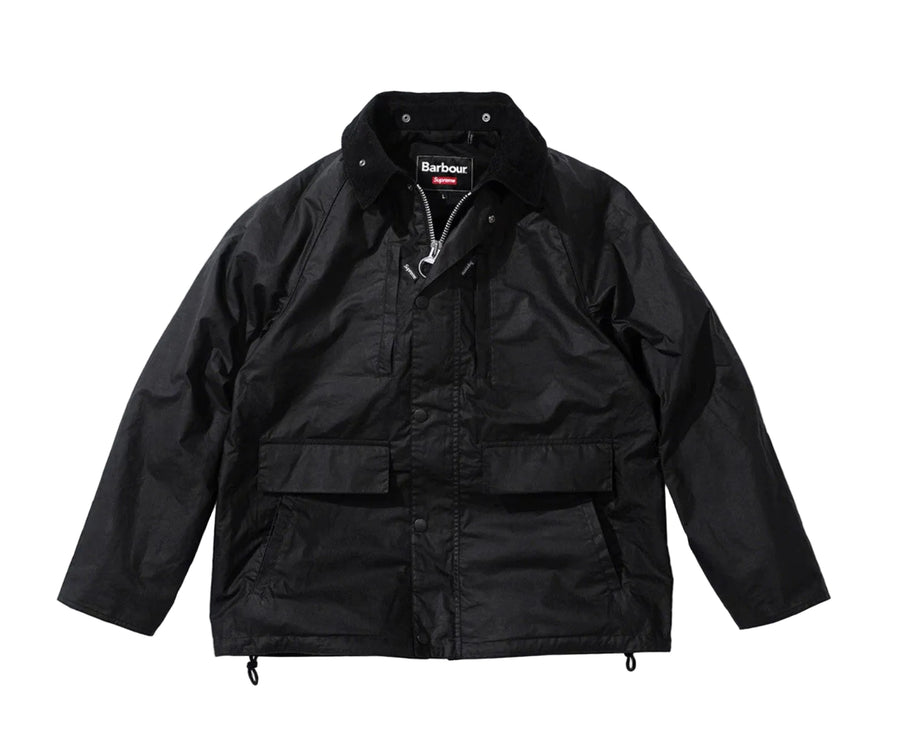 Supreme Barbour Lightweight Waxed Cotton Field Jacket Black – RIF LA