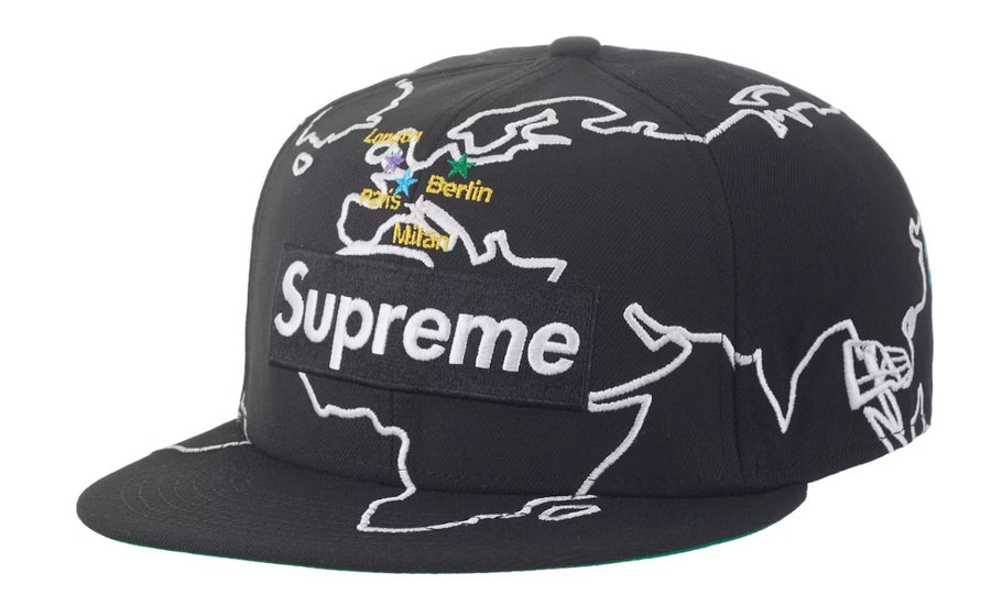 Supreme Worldwide Box Logo New Era Hat Black – RIF LA