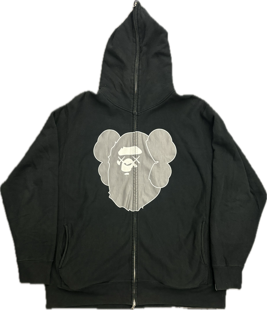BAPE KAWS Big Ape Head Full Zip Up Hoodie Black (WORN) – RIF LA BAPE KAWS Big Ape Head Full Zip Up Hoodie Black (WORN) – RIF LA