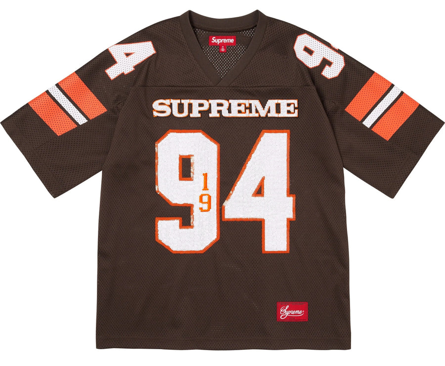 Supreme Sequin Football Jersey Brown