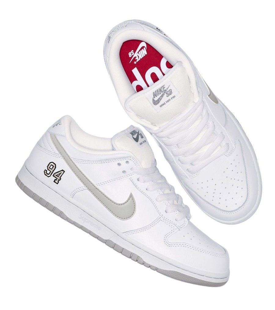 Nike SB Dunk Low Supreme 94 White Metallic Silver