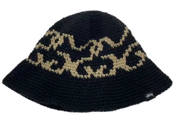 帽子 stussy waves knit bucket hat Stussy Waves Knit Bucket Hat Black/Tan (WORN) – RIF LA