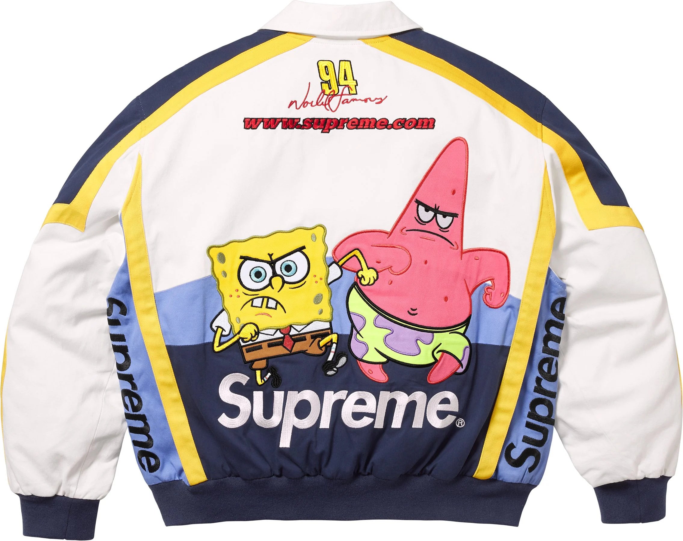 Supreme SpongeBob SquarePants Jeff Hamilton Racing Jacket White – RIF LA