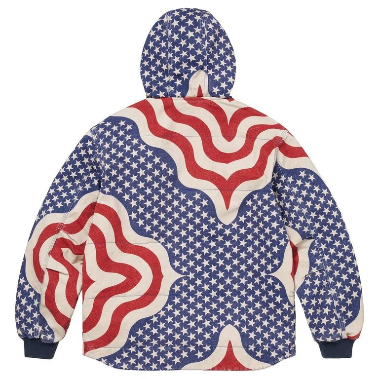 Supreme Flag Quilted Hooded Work Jacket (Red White Blue) – RIF LA