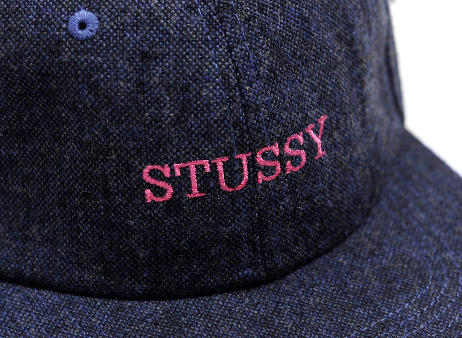 Stussy Pop Logo Tweed Strapback Cap Blue