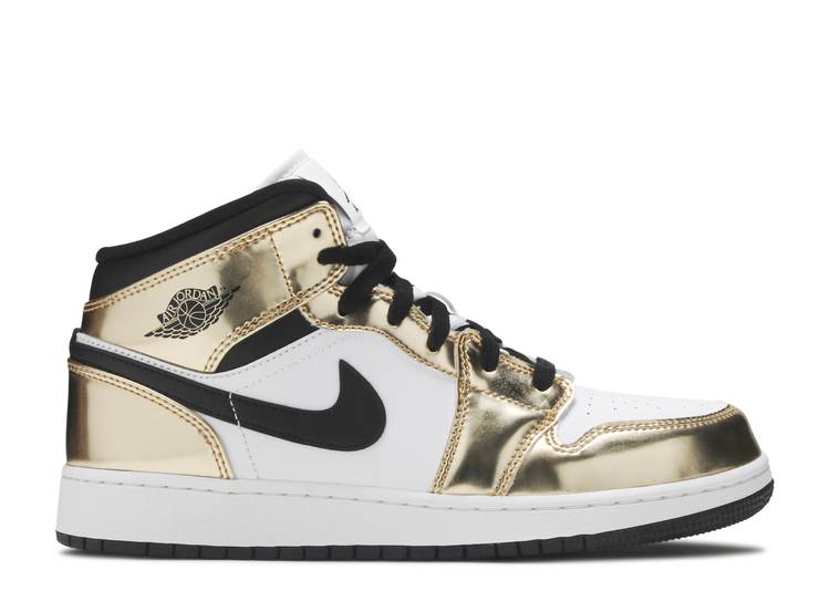 Jordan 1 Mid Metallic Gold Black White (GS)