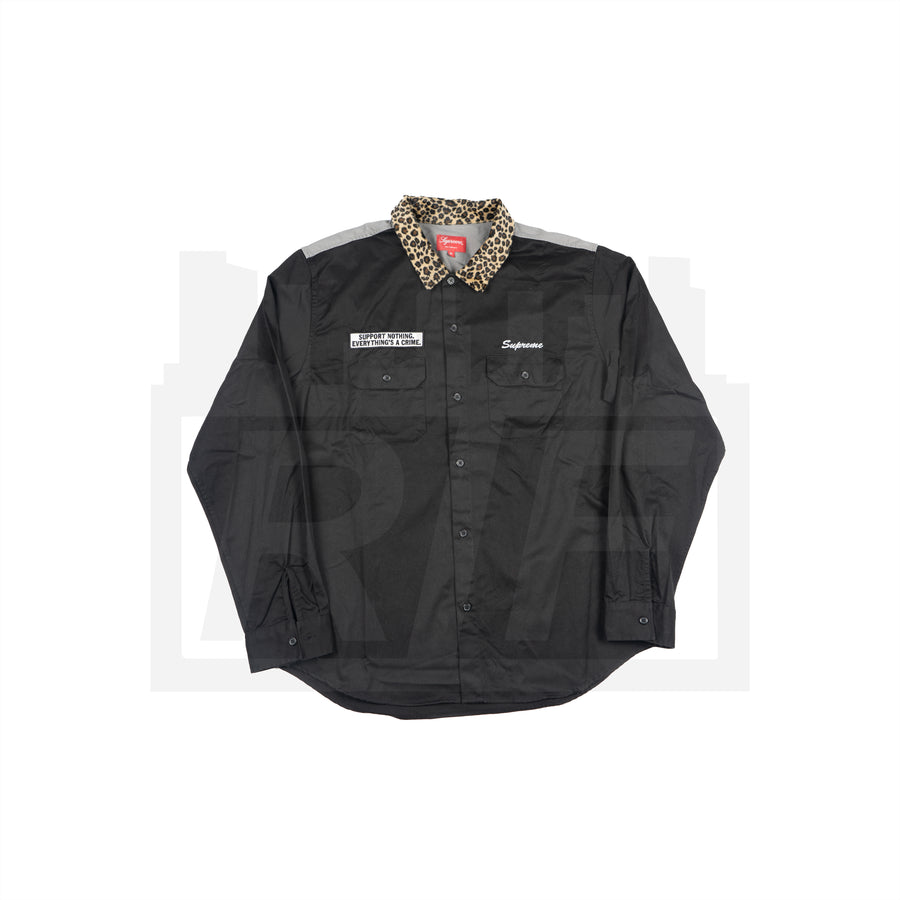 Leopard Collar Work Shirt (F/W16) Black (WORN)