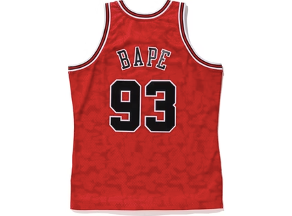 BAPE x Mitchell & Ness Bulls ABC Basketball Swingman Jersey Red
