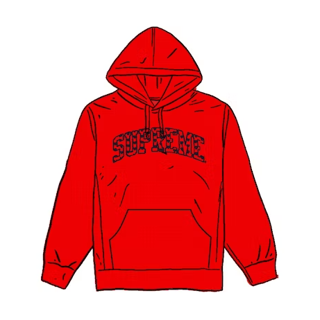 Supreme Hearts Arc Hooded Sweatshirt Red (WORN)