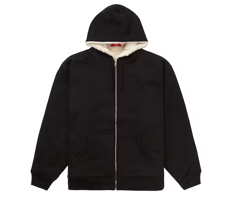 Supreme Faux Fur Lined Zip Up Hooded Sweatshirt Black (WORN)